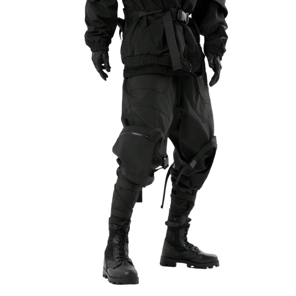 Goth Y2K mens paratrooper, cyber techno, raver pants. Patchwork tactical pants - Picture 2 of 9